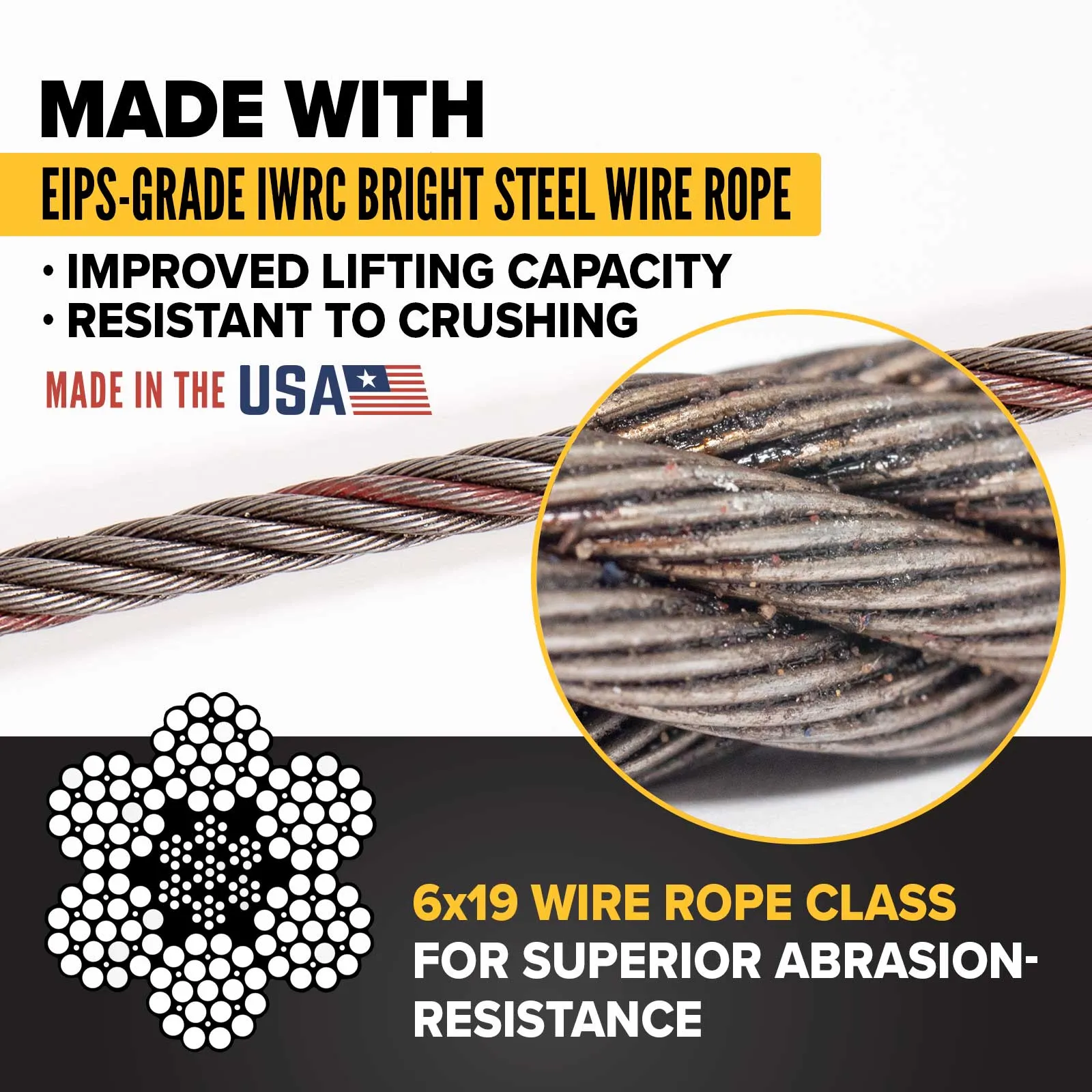 1-1/2" x 14' Standard Eye Wire Rope Sling | Domestic