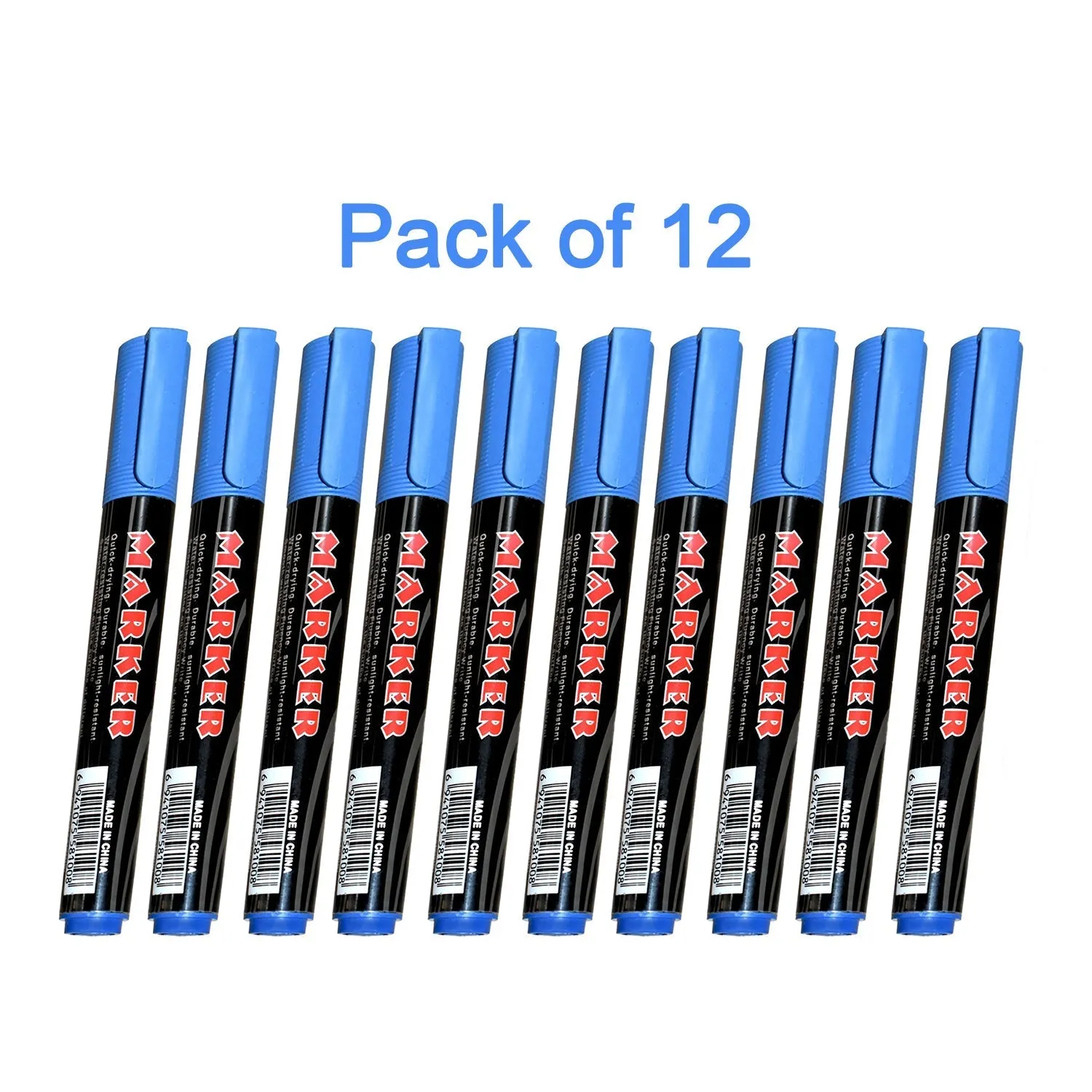 1624 Blue Permanent Markers for White Board (Pack Of 12)