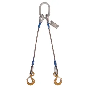 1" x 12' 2-Leg Wire Rope Bridle Sling with Crosby Eye Hooks | Domestic