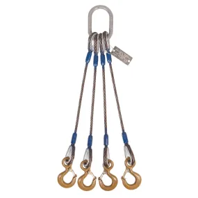 1" x 6' 4-Leg Wire Rope Bridle Sling with Crosby Eye Hooks | Domestic