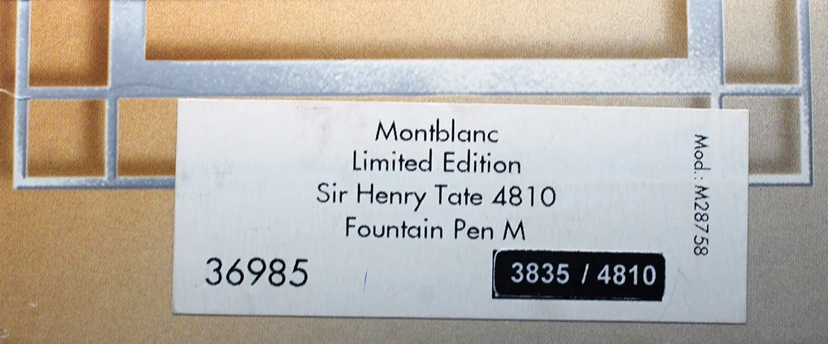 2006 MONTBLANC PATRON OF THE ARTS SIR HENRY TATE LIMITED EDITION FOUNTAIN PEN NEVER INKED