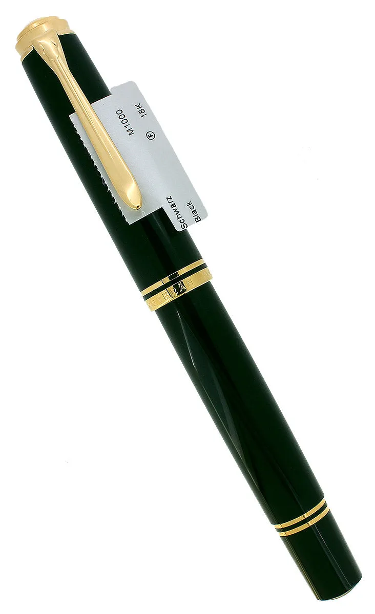 2022 PELIKAN M1000 SOUVERAN GOLD TRIM 18C F-BBB 2.03MM FLEX NIB BLACK FOUNTAIN PEN MINT NEW IN BOX