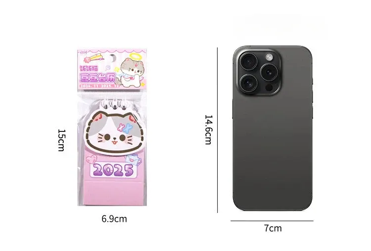 2025 Kawaii Cartoon Cat Mini Pocket Desk Calendar