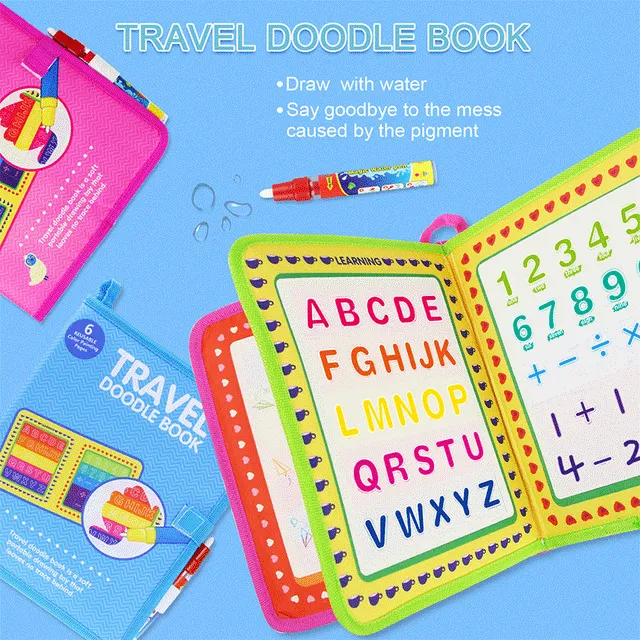 23.5 * 21cm portable water drawing book and magic pen reusable Doodle book painting board for coloring educational toys for children