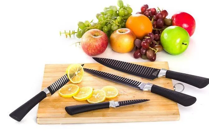 6 PCs Stainless Steel(4292)-Black Knife Set