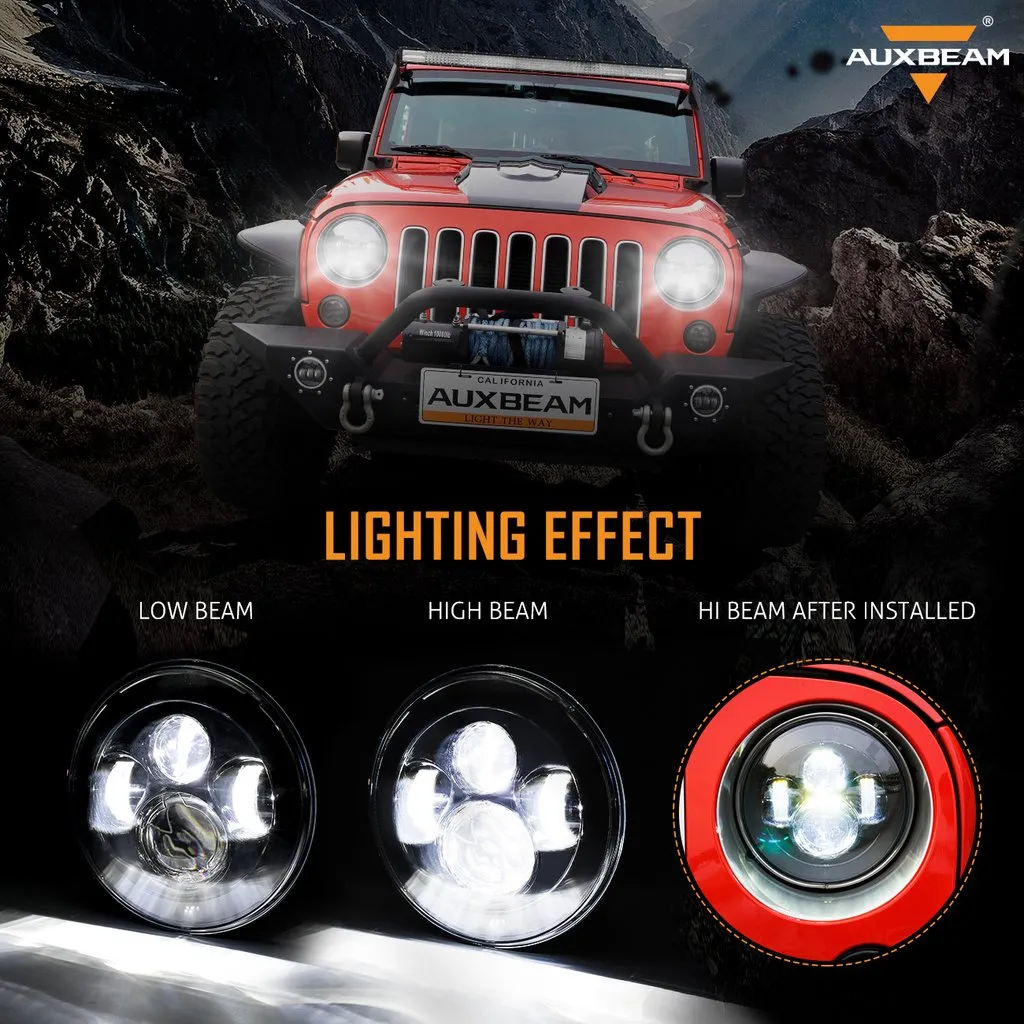 7'' LED Headlight Replacement   4'' LED Fog Light   LED Smoke Tail Light   Front Turn Signal & Fender Flares Side Marker Light for Jeep Wrangler JK