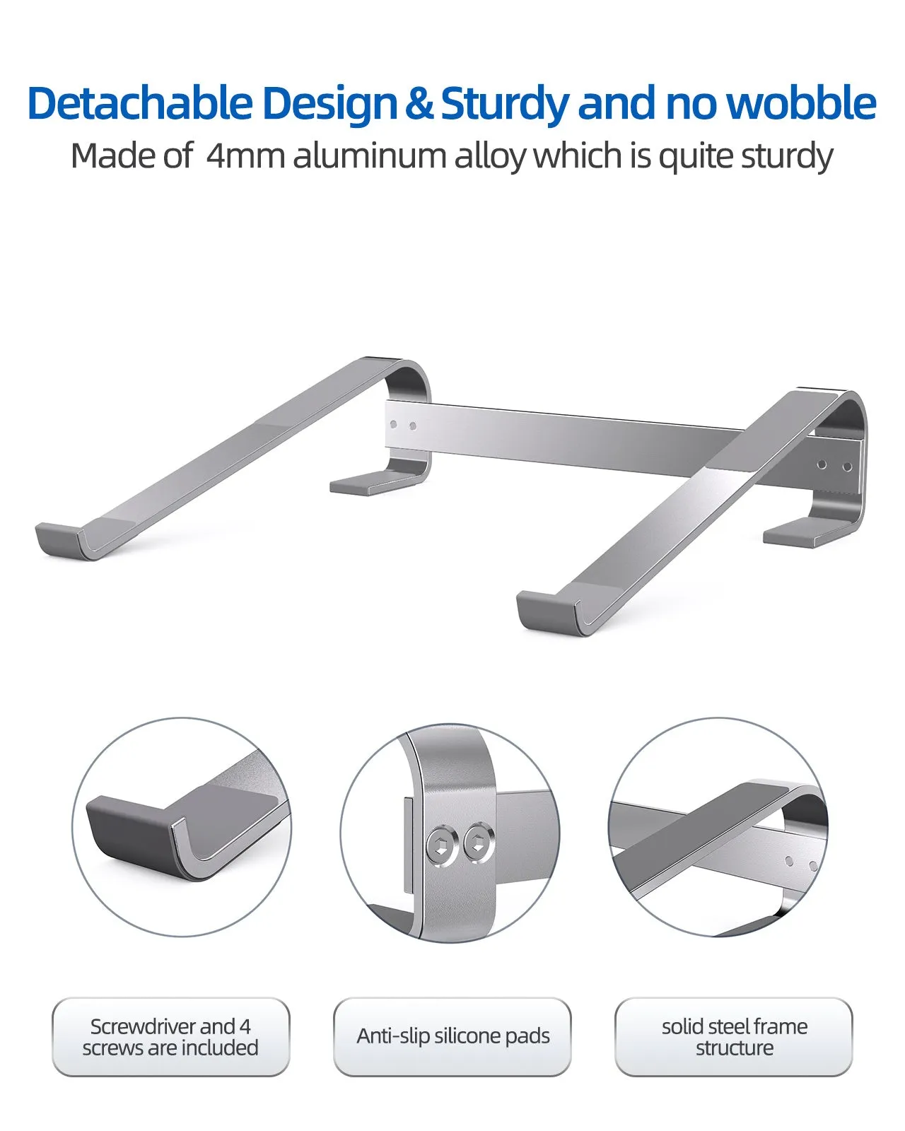 Aluminum Portable Laptop Stand - Silver