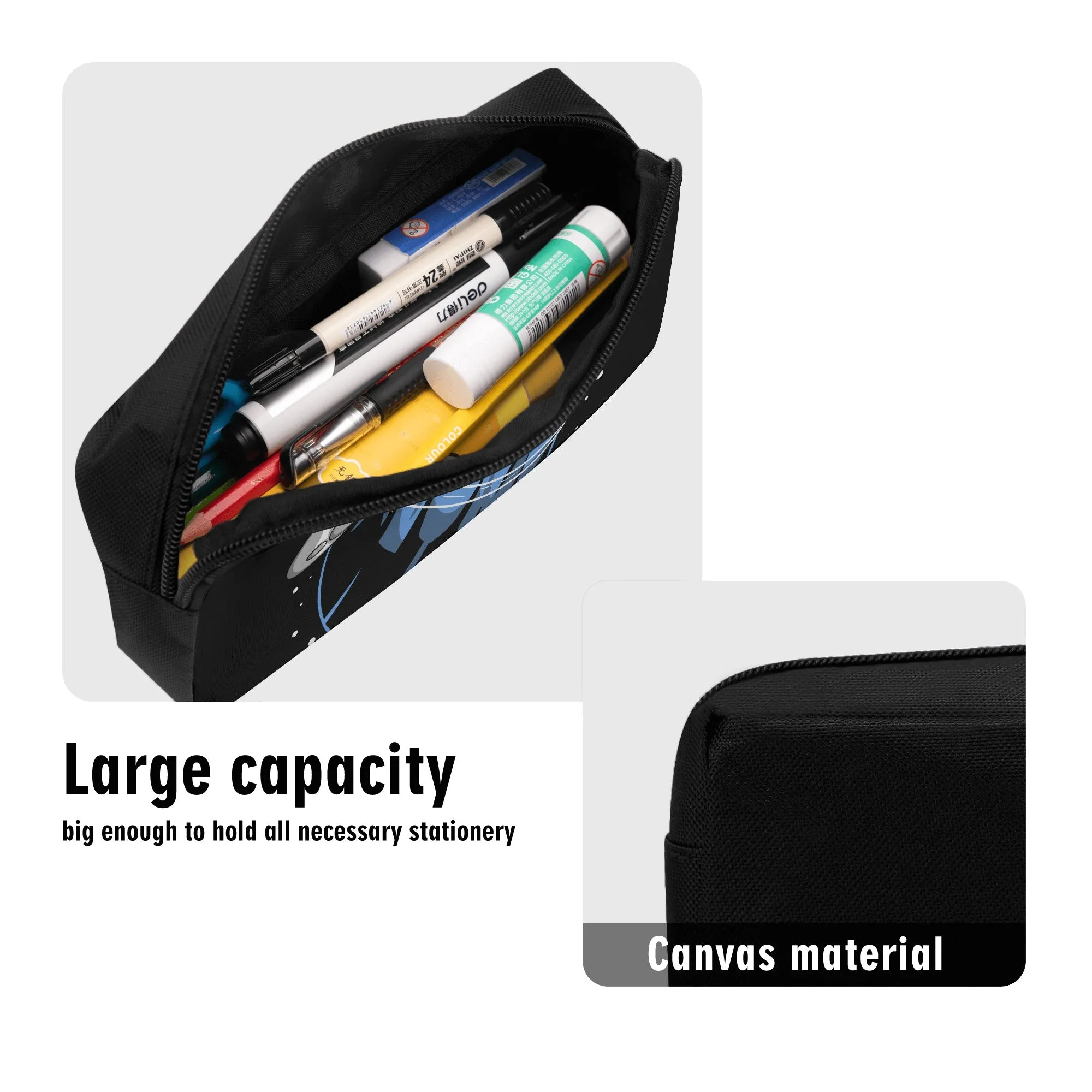 Back to school | Canvas Pencil Case | One-Side Printed | High Quality | Spacious | Space UFOs