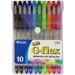 Bazic G-Flex 10 Color Oil-Gel Ink Pen with Cushion Grip