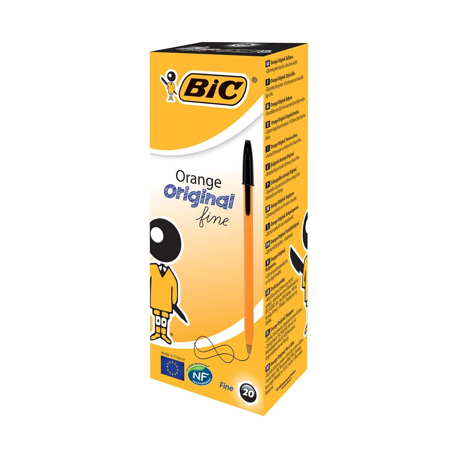 Bic Orange Fine Ballpoint Pen Black (Pack of 20) 1199110114