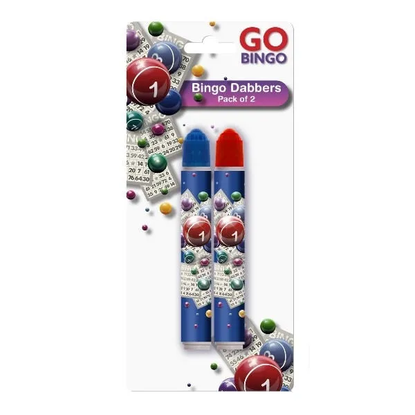 Bingo Dabbers - 2 Pack Marking Bingo Cards Assorted Colours Blue Red