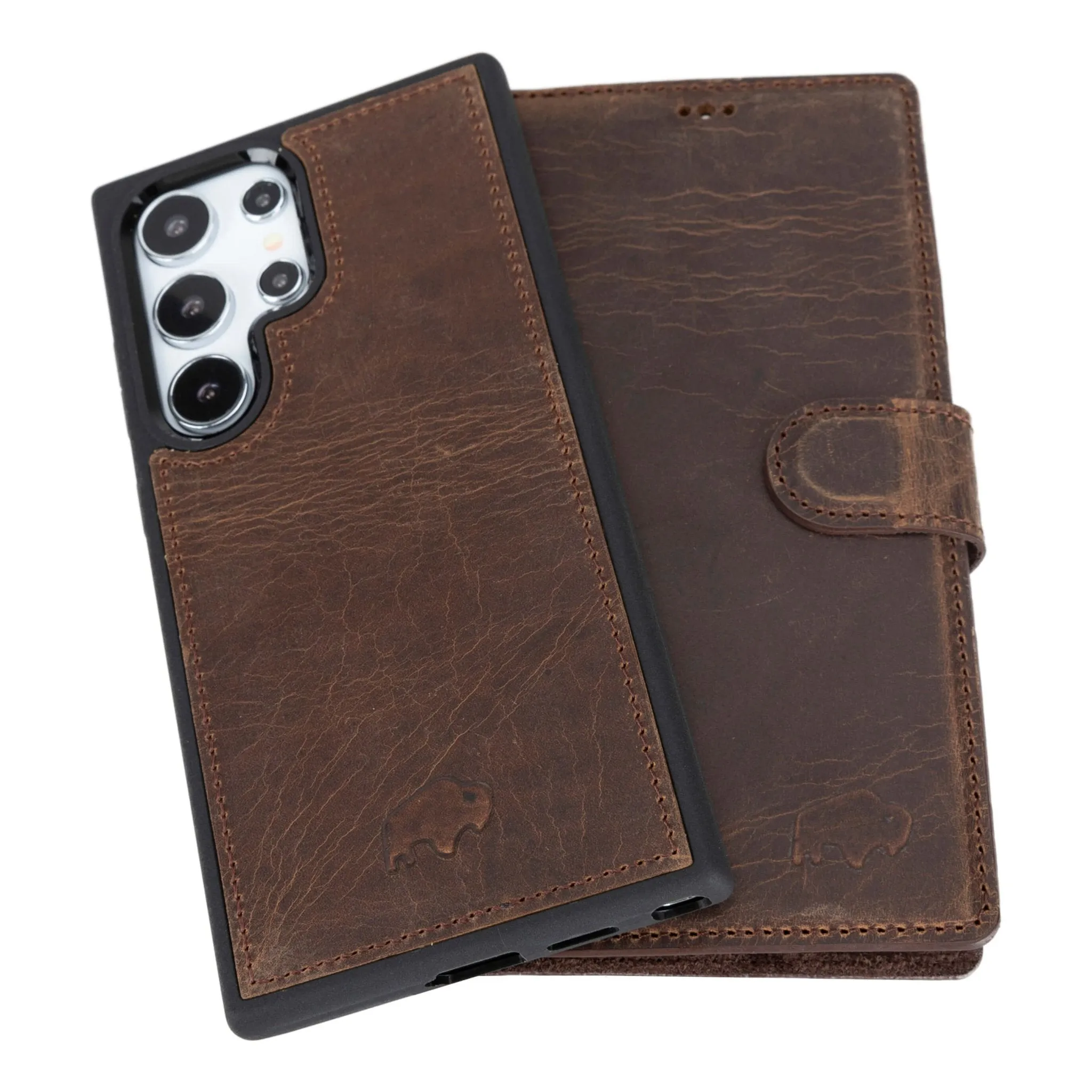 Carter Samsung Galaxy S24 Ultra Wallet Case, Distressed Coffee