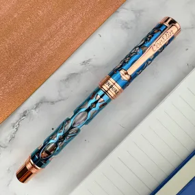 Conklin Endura Deco Crest Rollerball Pen - Demo Blue w/ Rose Gold