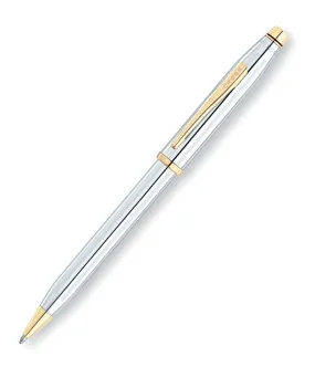 Cross Century II Ballpoint Pen in Medalist Chrome with Gold Trim