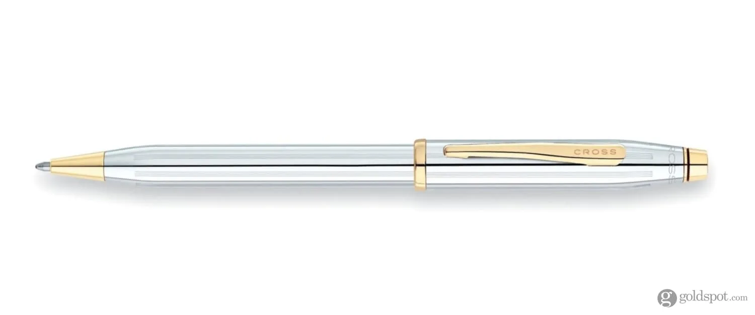 Cross Century II Ballpoint Pen in Medalist Chrome with Gold Trim