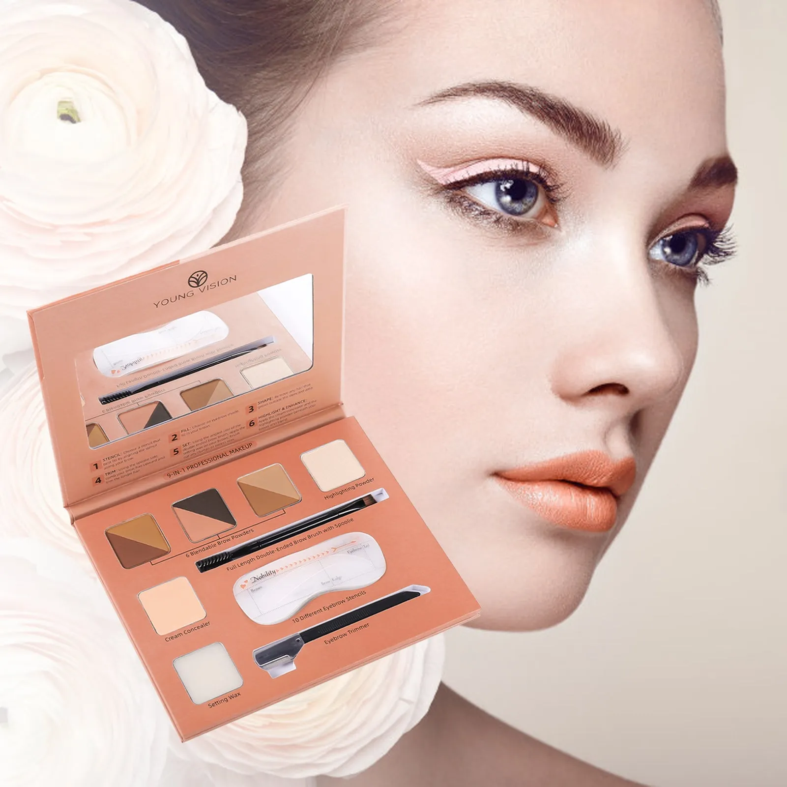 Eyebrow Corrector Waterproof Makeup Palette with Highlighter Brow Brush