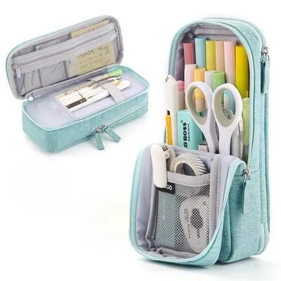 Foldable Vertical Double Layer Large Capacity Pen Case Student Pencil Case