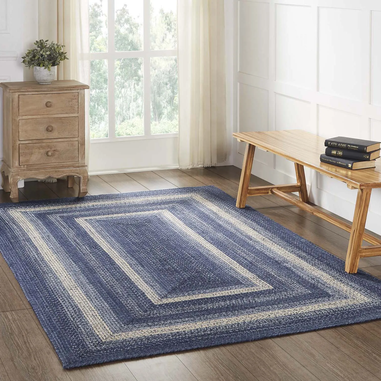 Great Falls Blue Jute Rug Rect w/ Pad 60x96