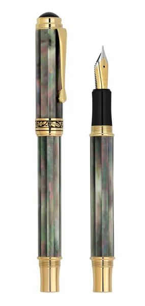 Maestro® 18K Gold Plated Fountain Pen (Medium Nib) - Tahitian Black Mother of Pearl