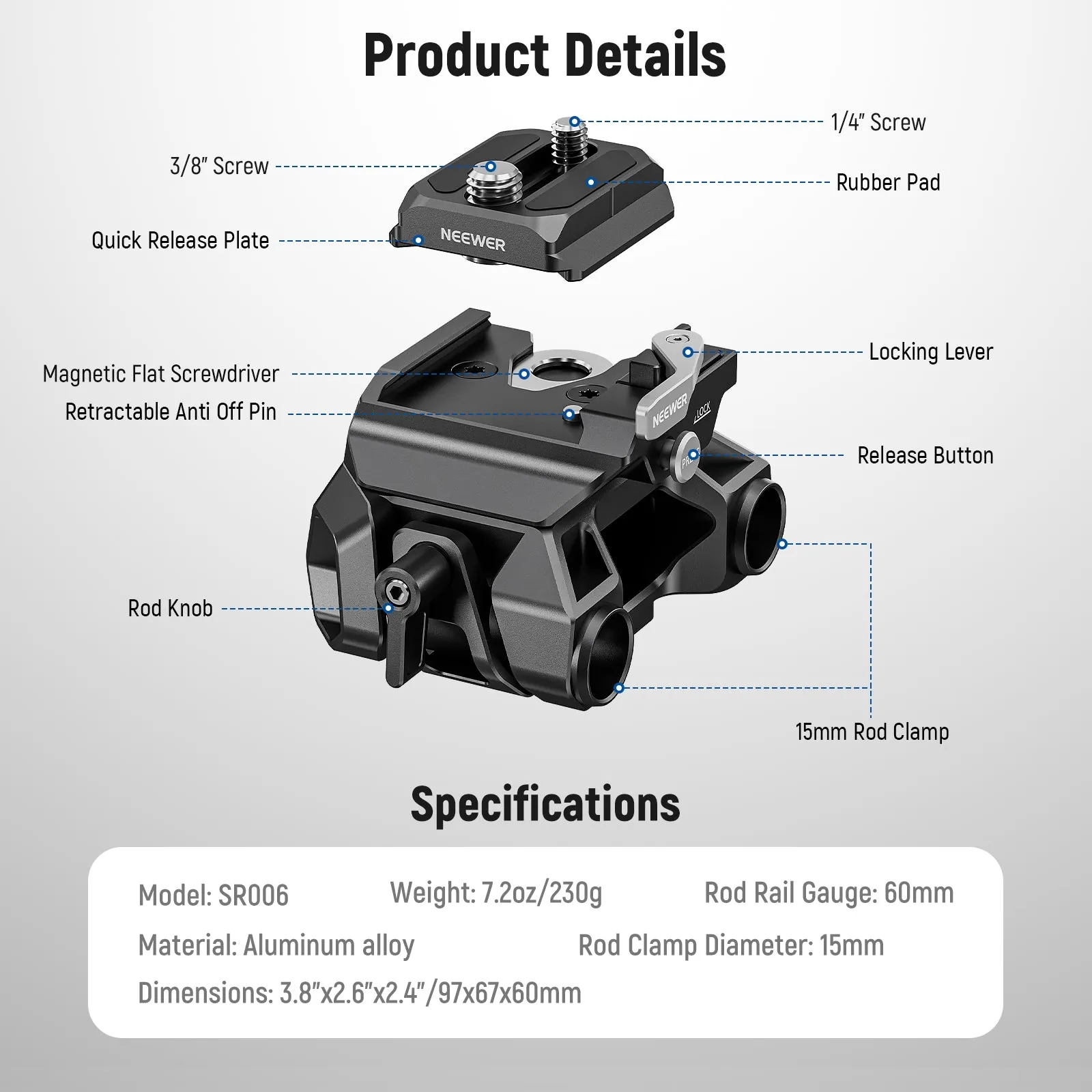 NEEWER SR006 15mm LWS Baseplate