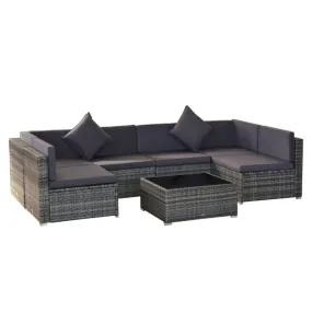 Outsunny 7 Piece Outdoor Patio Furniture, Modern Rattan Wicker Modular Sectional Patio Set -  860-020V01GY