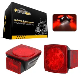 Partsam 12V Waterproof Square Led Trailer Light,Red LED Stop Turn Tail License Brake Running Light Lamp for Trailers Under 80inch Boat Trailer Truck Marine Camper RV Snowmobile,IP68,DOT Compliant