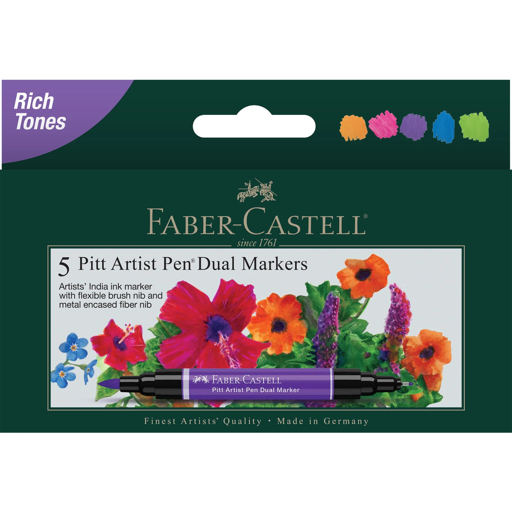 Pitt Artist Pen Dual Markers, Rich Tones - Wallet of 5 - #800172