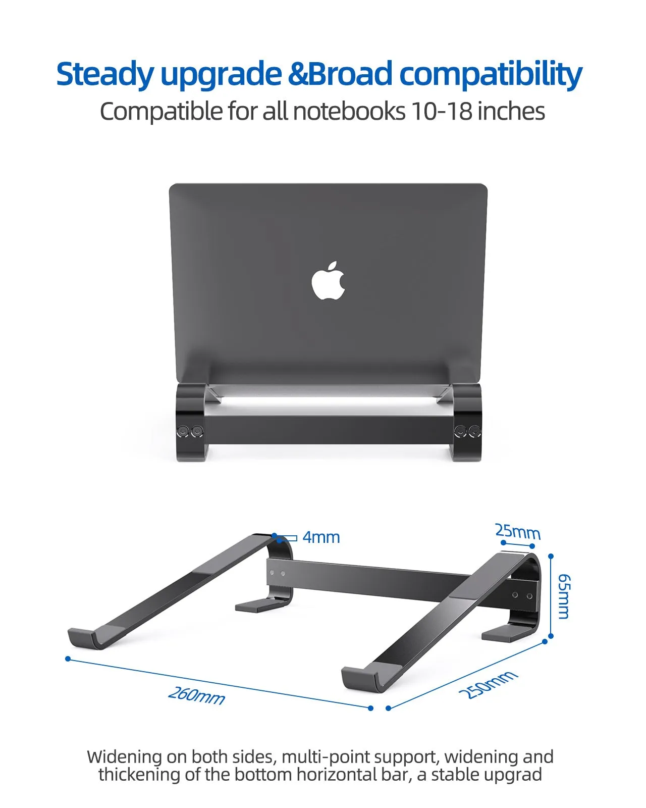 Portable Aluminum Portable Laptop Stand - Black